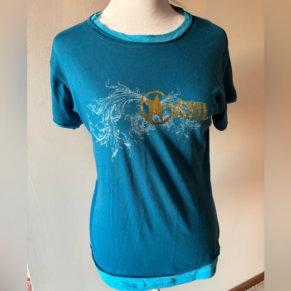 Vintage Collectible PBR Teal Graphic Cap-Sleeve Body Con Tee. “PBR Girl” NWT